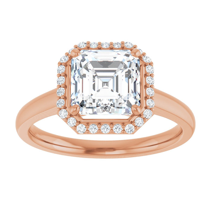 14K Rose Gold 7 mm Asscher Halo-Style Engagement Ring Mounting
