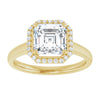 14K Yellow Gold 7 mm Asscher Halo-Style Engagement Ring Mounting