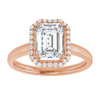 14K Rose Gold 8x6 mm Emerald Halo-Style Engagement Ring Mounting