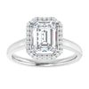14K White Gold 8x6 mm Emerald Halo-Style Engagement Ring Mounting