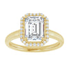 14K Yellow Gold 8x6 mm Emerald Halo-Style Engagement Ring Mounting