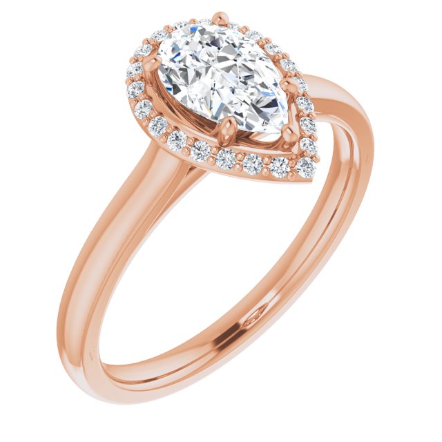 14K Rose Gold 8x5 mm Pear Halo-Style Engagement Ring Mounting
