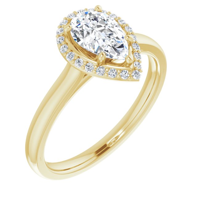 14K Yellow Gold 8x5 mm Pear Halo-Style Engagement Ring Mounting