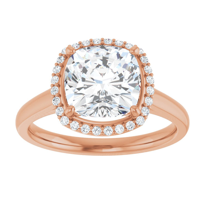 14K Rose Gold 8 mm Cushion Halo-Style Engagement Ring Mounting