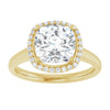 14K Yellow Gold 8 mm Cushion Halo-Style Engagement Ring Mounting