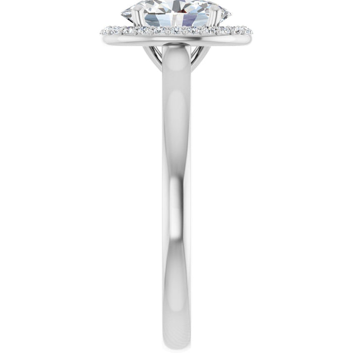 14K White Gold 8x6 mm Oval Halo-Style Engagement Ring Mounting