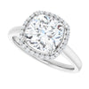 14K White Gold 8 mm Cushion Halo-Style Engagement Ring Mounting