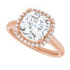 14K Rose Gold 8 mm Cushion Halo-Style Engagement Ring Mounting
