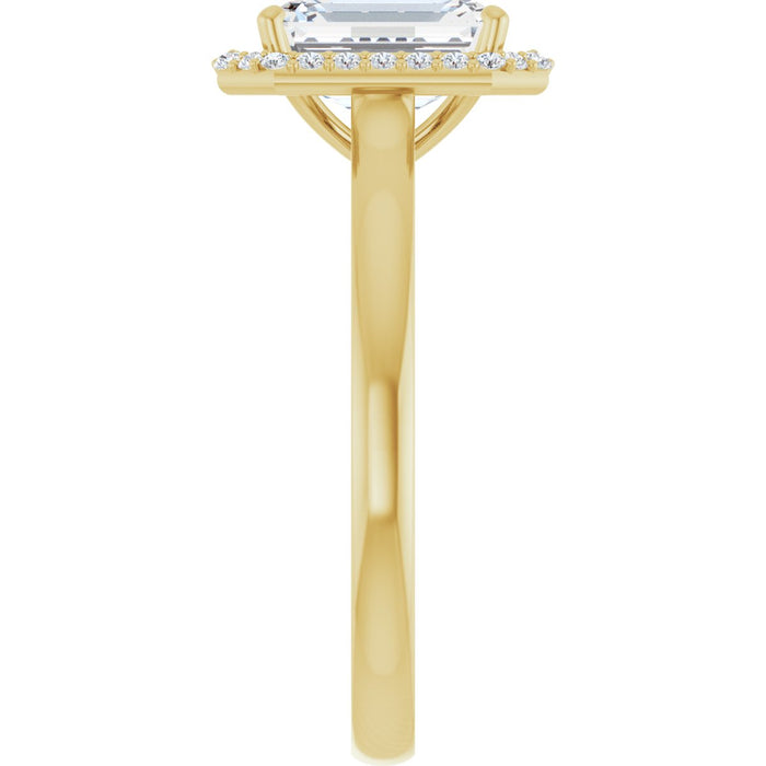 14K Yellow Gold 8x6 mm Emerald Halo-Style Engagement Ring Mounting