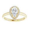 14K Yellow Gold 8x5 mm Pear Halo-Style Engagement Ring Mounting