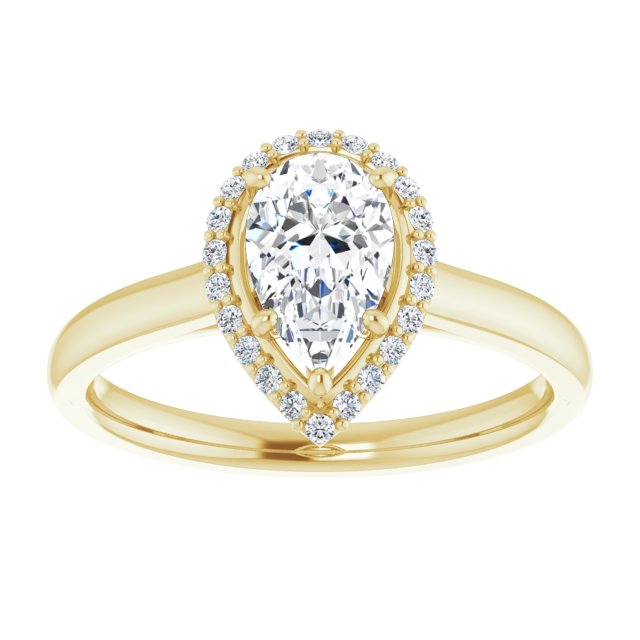 14K Yellow Gold 8x5 mm Pear Halo-Style Engagement Ring Mounting