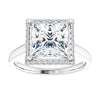 14K White Gold 8 mm Square Halo-Style Engagement Ring Mounting