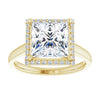14K Yellow Gold 8 mm Square Halo-Style Engagement Ring Mounting