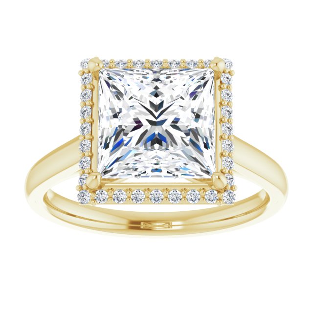 14K Yellow Gold 8 mm Square Halo-Style Engagement Ring Mounting