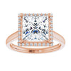 14K Rose Gold 8 mm Square Halo-Style Engagement Ring Mounting