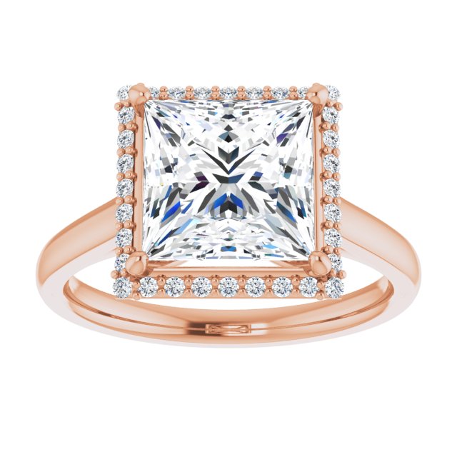14K Rose Gold 8 mm Square Halo-Style Engagement Ring Mounting