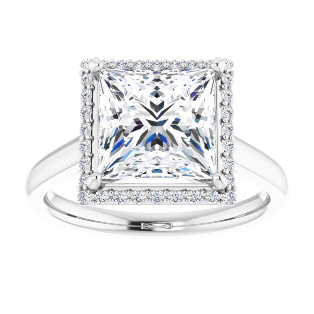 14K White Gold 8 mm Square Halo-Style Engagement Ring Mounting