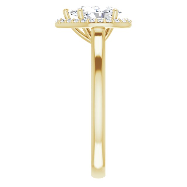 14K Yellow Gold 8x5 mm Pear Halo-Style Engagement Ring Mounting