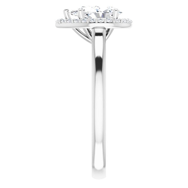 14K White Gold 8x5 mm Pear Halo-Style Engagement Ring Mounting