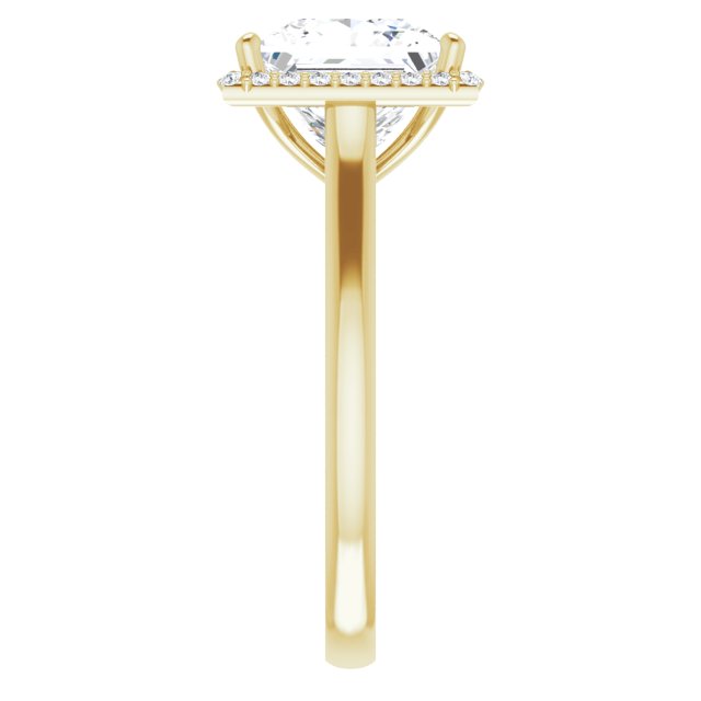 14K Yellow Gold 8 mm Square Halo-Style Engagement Ring Mounting