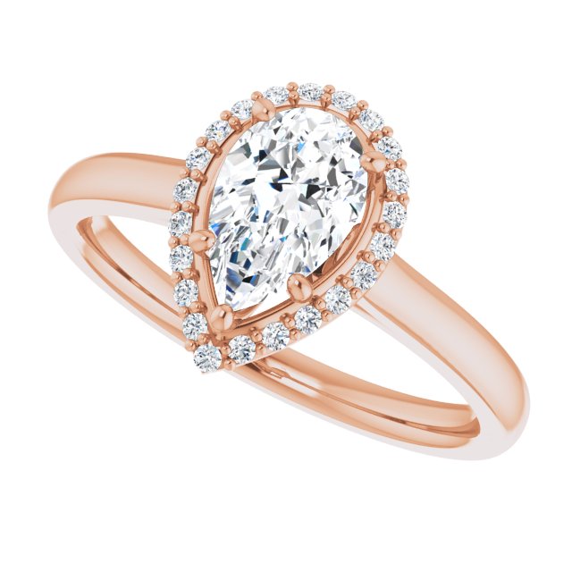 14K Rose Gold 8x5 mm Pear Halo-Style Engagement Ring Mounting