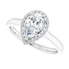 14K White Gold 8x5 mm Pear Halo-Style Engagement Ring Mounting