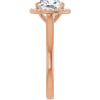 14K Rose Gold 8 mm Cushion Halo-Style Engagement Ring Mounting