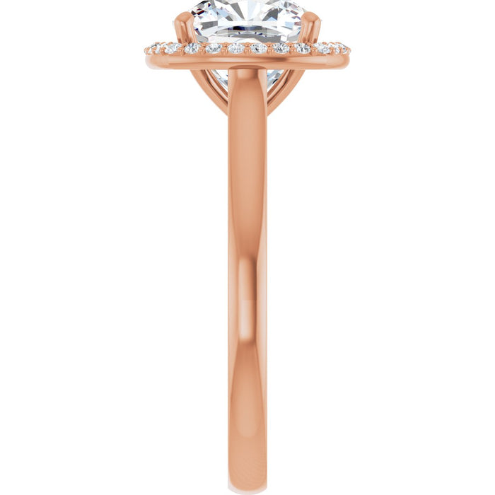 14K Rose Gold 8 mm Cushion Halo-Style Engagement Ring Mounting