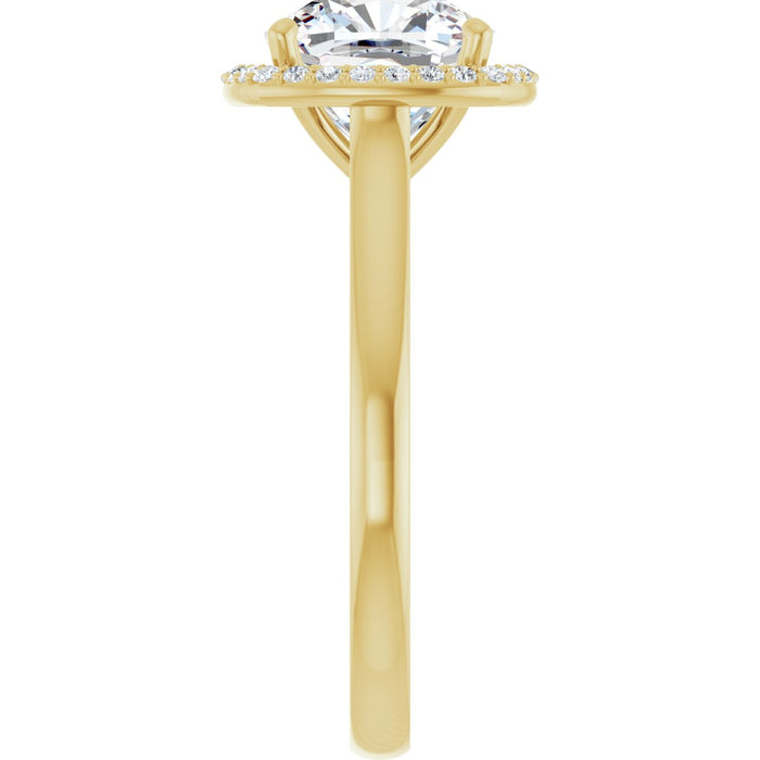 14K Yellow Gold 8 mm Cushion Halo-Style Engagement Ring Mounting