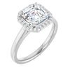 14K White Gold 7 mm Asscher Halo-Style Engagement Ring Mounting