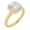 14K Yellow Gold 7 mm Asscher Halo-Style Engagement Ring Mounting
