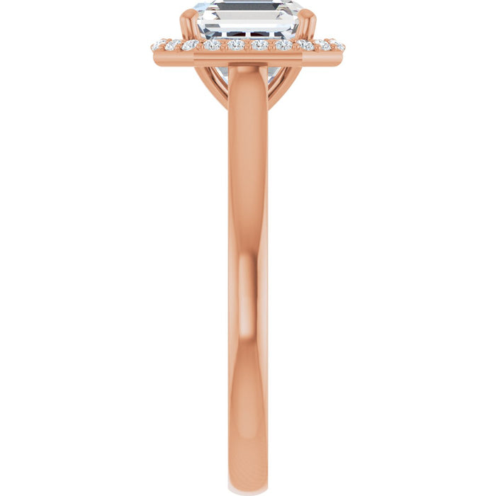 14K Rose Gold 7 mm Asscher Halo-Style Engagement Ring Mounting