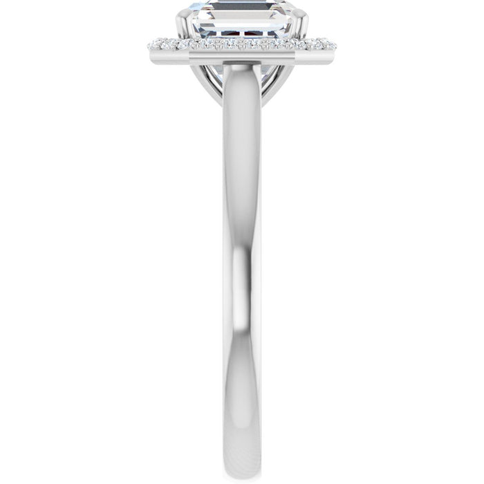 14K White Gold 7 mm Asscher Halo-Style Engagement Ring Mounting