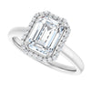 14K White Gold 8x6 mm Emerald Halo-Style Engagement Ring Mounting