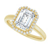 14K Yellow Gold 8x6 mm Emerald Halo-Style Engagement Ring Mounting