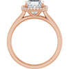 14K Rose Gold 7 mm Asscher Halo-Style Engagement Ring Mounting