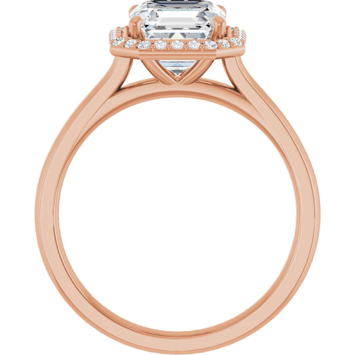 14K Rose Gold 7 mm Asscher Halo-Style Engagement Ring Mounting