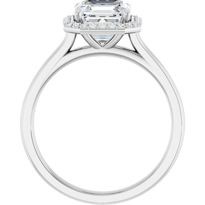 14K White Gold 7 mm Asscher Halo-Style Engagement Ring Mounting