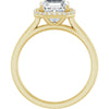 14K Yellow Gold 7 mm Asscher Halo-Style Engagement Ring Mounting