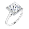 14K White Gold 8 mm Square Halo-Style Engagement Ring Mounting