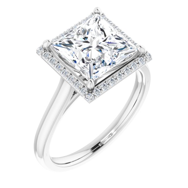14K White Gold 8 mm Square Halo-Style Engagement Ring Mounting