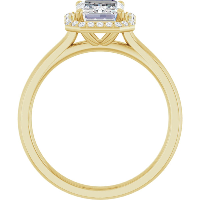 14K Yellow Gold 8x6 mm Emerald Halo-Style Engagement Ring Mounting