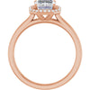 14K Rose Gold 8x6 mm Emerald Halo-Style Engagement Ring Mounting