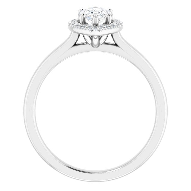 14K White Gold 8x5 mm Pear Halo-Style Engagement Ring Mounting