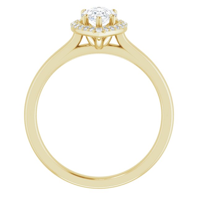 14K Yellow Gold 8x5 mm Pear Halo-Style Engagement Ring Mounting