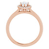 14K Rose Gold 8x5 mm Pear Halo-Style Engagement Ring Mounting
