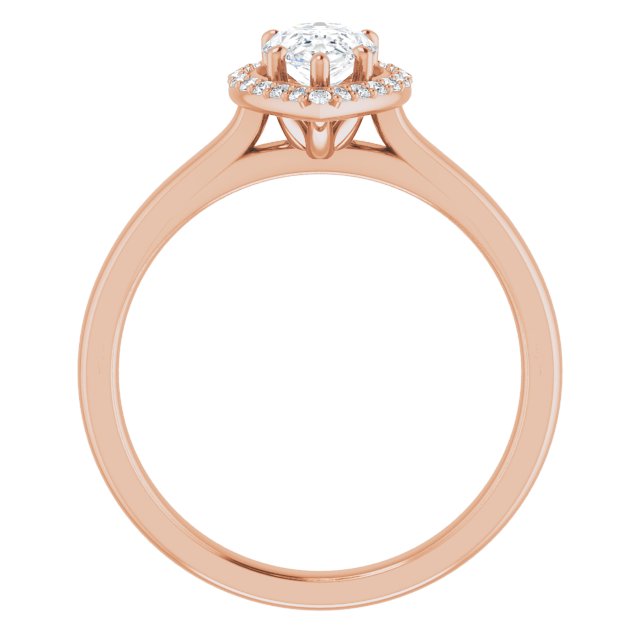 14K Rose Gold 8x5 mm Pear Halo-Style Engagement Ring Mounting