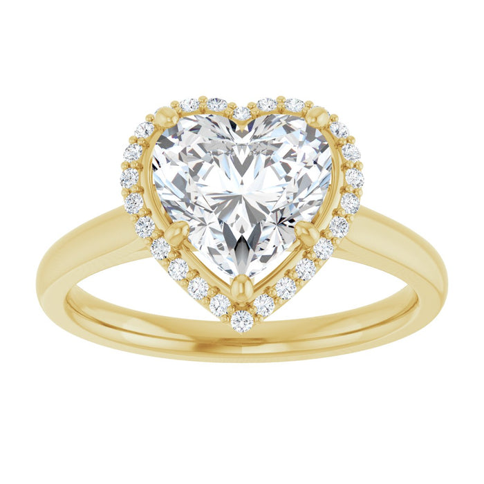 14K Yellow Gold 8x8 mm Heart Halo-Style Engagement Ring Mounting