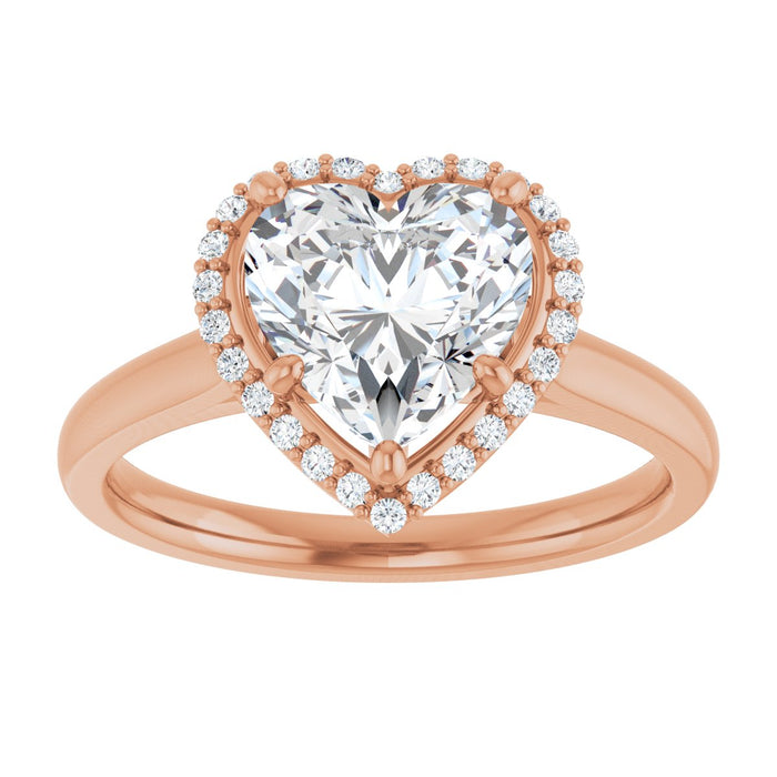 14K Rose Gold 8x8 mm Heart Halo-Style Engagement Ring Mounting