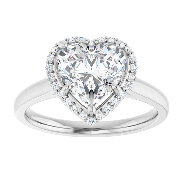 14K White Gold 8x8 mm Heart Halo-Style Engagement Ring Mounting